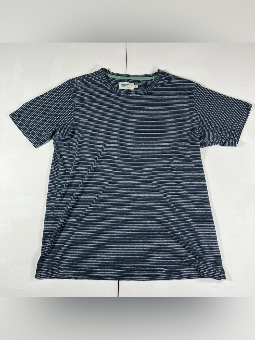 Wellen Newport Tee Hemp Organic Cotton T-Shirt Blue White Striped Mens M